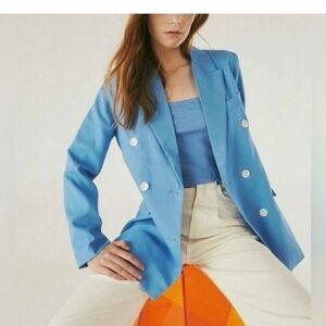 Deluc Sky Blue Double-Breasted Blazer